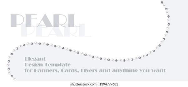 Elegant template with pearl string in abstract style. Vector design for banners, cards, wedding invitation.
