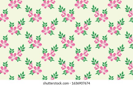 Elegant template for spring, with seamless leaf and flower pattern background design.