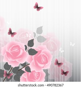 Elegant template for your design. Abstract floral background. Wedding card or invitation.