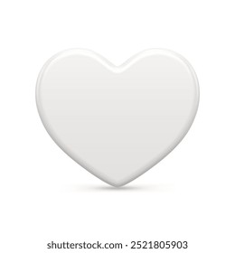Elegante tenrura branco forma de coração brinquedo design decorativo para comemorar o feriado de Valentines ou árvore de Natal decoração ilustração vetor realista. 3d modelo símbolo de paixão, lua de mel e amor