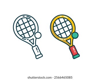 Elegant tennis racket line icon for professional or casual sports, representing healthy, outdoor gameplay and fitness.