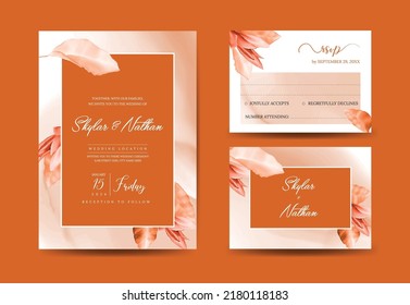 Elegant  Terracotta Floral Wedding Card And RSVP Cards Template