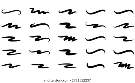 Texto elegante caudas swoosh Vetor, redemoinhos caligrafia para design de logotipo, decoração. Espessura variada, curvatura. Formas simples a complexas.