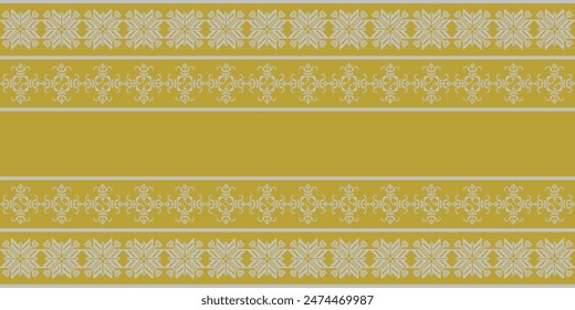 Elegant Textile Border with Floral Motif.Vintage Textile Border for Classic Designs.Colorful Textile Border with Geometric Patterns with copy space area