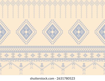Elegant textile design featuring diamond-shaped star motifs in muted blue and beige tones. Inspired by traditional weaving, perfect for fabric, crafts, or cultural digital projects.