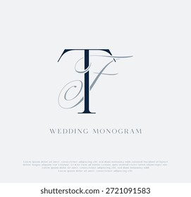 Elegante TF entrelazado iniciales de la boda monograma logo