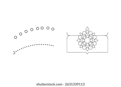 Elegant thai floral design elements and geometric line art for artistic decoration