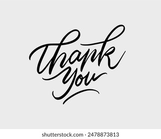 Elegant "Thank You" Calligraphy in Black on white Background