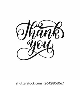 Elegant "Thank You" calligraphy designs with decorative flourishes. Perfect for greeting cards, invitations, posters, and branding to express gratitude in a stylish way.