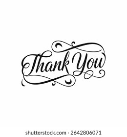 Elegant "Thank You" calligraphy designs with decorative flourishes. Perfect for greeting cards, invitations, posters, and branding to express gratitude in a stylish way.