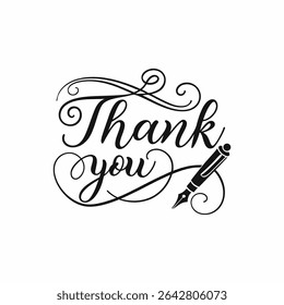 Elegant "Thank You" calligraphy designs with decorative flourishes. Perfect for greeting cards, invitations, posters, and branding to express gratitude in a stylish way.