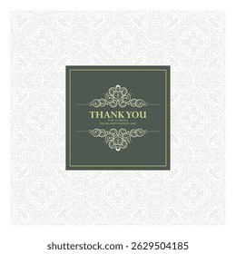 elegant thank you card design with a decorative pattern background