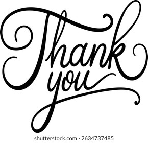 Elegant Thank You Cursive Calligraphy Card, Thank You text design