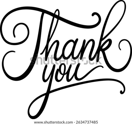 Elegant Thank You Cursive Calligraphy Card, Thank You text design