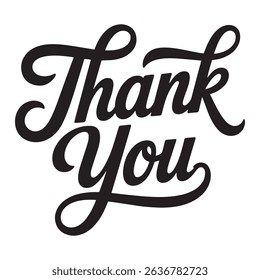 Elegant "Thank You" Hand Lettering Typography – Script Vector Design for Gratitude