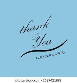 Elegant Thank You Message with Script Font on Blue Background