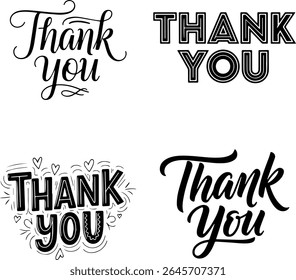 Elegant Thank You Typography Designs Script, Bold, and Decorative Styles