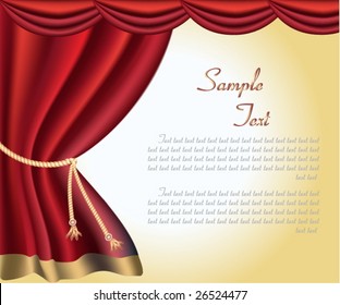 The elegant theater curtain with gold edging. Vector