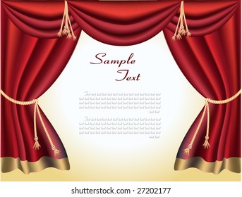 The elegant theater curtain with gold edging. Vector