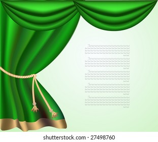 The elegant theater curtain with gold edging. Vector