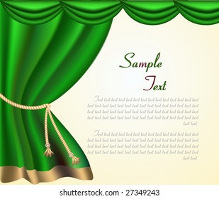 The elegant theater vector curtain with gold edging.