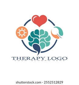 Elegant therapy logo vector with calming elements, ideal for mental health professionals, wellness brands, and counseling services. Perfect for microstock platform listings.