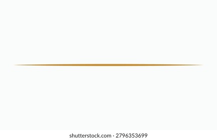 Elegant thin golden straight line on white background.
