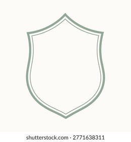 Elegant thin line heraldic crest shield with subtle curves and minimal ornamental contour
