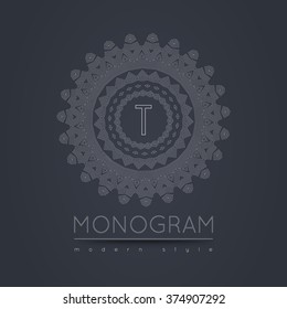 Elegant thin linear abstract monogram, logo design template. Vector illustration.