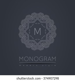Elegant thin linear abstract monogram, logo design template. Vector illustration.