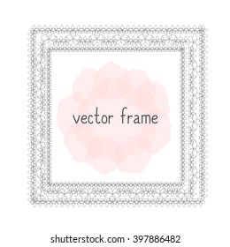 Elegant thin vector frame. Flower frame can be used for your design, save the date cards, invitations. Vector background for inscriptions and quotations