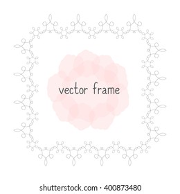 Elegant thin vector frame. Flower frame can be used for your design, save the date cards, invitations. Vector background for inscriptions and quotations