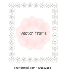 Elegant thin vector frame. Flower frame can be used for your design, save the date cards, invitations. Vector background for inscriptions and quotations