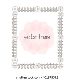 Elegant thin vector frame. Flower frame can be used for your design, save the date cards, invitations. Vector background for inscriptions and quotations
