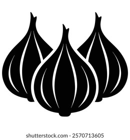 Elegant Three Garlic Silhouettes Icon for Culinary Branding