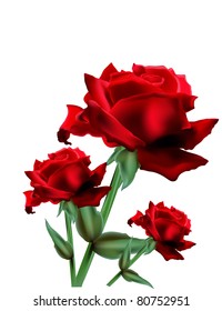 elegant three red roses