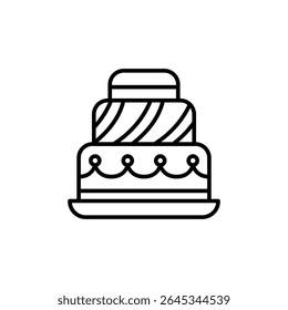 Elegant Three Tiered Cake In Outline Style For Celebrations