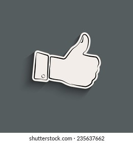 Elegant thumb up icon with shadow