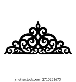 Elegant tiara-shaped vector scrollwork illustration silhouette border ornament for wedding invitations and decorative elements