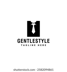 Elegant tie logo inside a square background in monochrome black. Perfect for formal wear brands, fashion businesses, and corporate logos. Simple, professional, and stylish design.