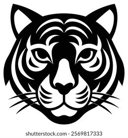 Elegant Tiger Face Silhouette for Art Design