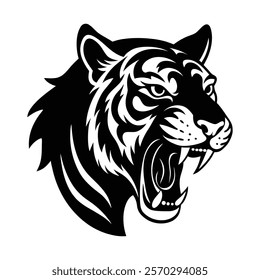 Elegant tiger grooming silhouette icon design