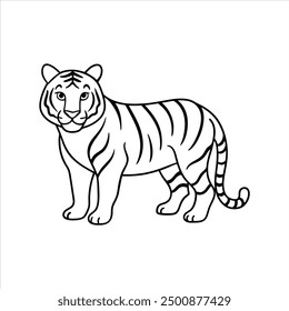 Elegant Tiger silhouette vector art with intricate details and clean lines, 
perfect for digital designs, prints, and creative projects.