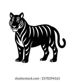 Elegant tiger standing silhouette vector icon design