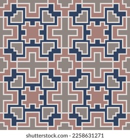 Elegant tiled seamless pattern in soft colors. Multi-colored polygons are grouped and lined up in a certain order. Vector.