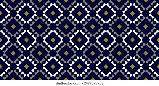 Elegant tiles pattern seamless ornate background square shape geometric motif. Diamonds carpet ornament concept art. Modern fabric design textile swatch ladies dress, men's shirt all over print block.