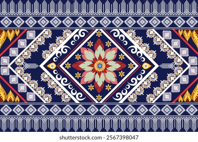 
"Elegant and timeless blue floral fabric pattern designed in a seamless vector format. This intricate design features delicate flowers, leaves, and botanical elements, perfect for creating