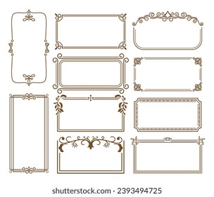 Elegant And Timeless Classical Frames Collection Boasts Intricate Designs, Adding A Touch Of Sophistication To Cherished Memories Or Art Pieces. Blend Of Vintage And Refinement. Vector Illustration