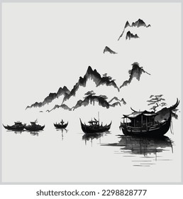 Elegant and Timeless Muted Chinese Ink Art: A Collection of Poetic and Expressive Paintings