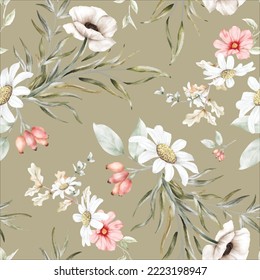 elegant tiny floral watercolor seamless pattern design